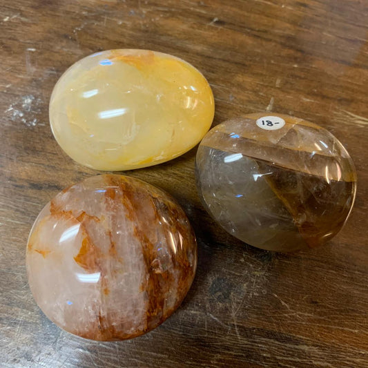 Palm Stone Golden Healer Quartz