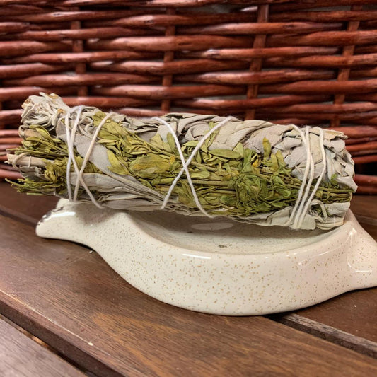 Smudge Stick 4" White Sage, Rue